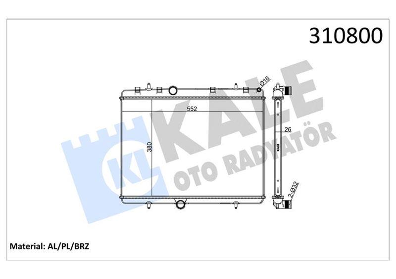 RADYATÖR 307-407-C4-C5-BERLINGO-PARTNER1.6-1.8-2.0 HDİ (AC+KLİMASIZ+MEK) (380x552x26) - KALE - OEM 1330.Y5