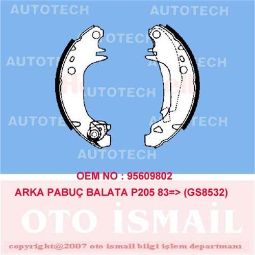 ARKA PABUÇ BALATA CITROEN VISA 1.6GTİ 1.7D (180x32)(GS8532) - AUTOTECH - OEM 95609802
