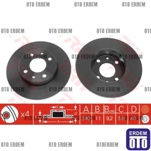 ON FREN DISKI FIAT 500 500C 07> TİPO-PUNTO-TEMPRA-PANDA-MAREA-BRAVO 96> ALFA ROMEO 145-146-155 92> FORD KA 08>12 (240.5x11) 4DELİK - TDF - OEM 7685656