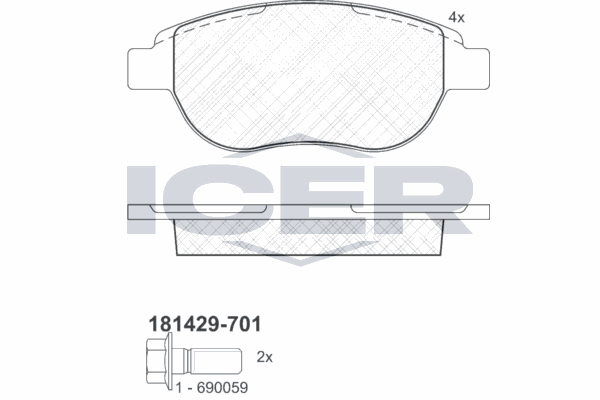 ÖN FREN BALATASI PEUGEOT P207 06> P307 00> PARTNER 03> CITROEN BERLINGO 00> C3 02> C4 04> XSARA 00> FIAT DOBLO 01> (civata takımlı) - OTOZONE - OEM 1647873980
