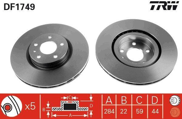 ÖN FREN AYNASI OPEL COMBO D 12> FIAT DOBLO 10> EGEA 16> ALFA ROMEO 147 01> 156 97>05 (284 x 22) (DELİKLİ KAPLAMALI DİSK) - AYD - OEM 95515331