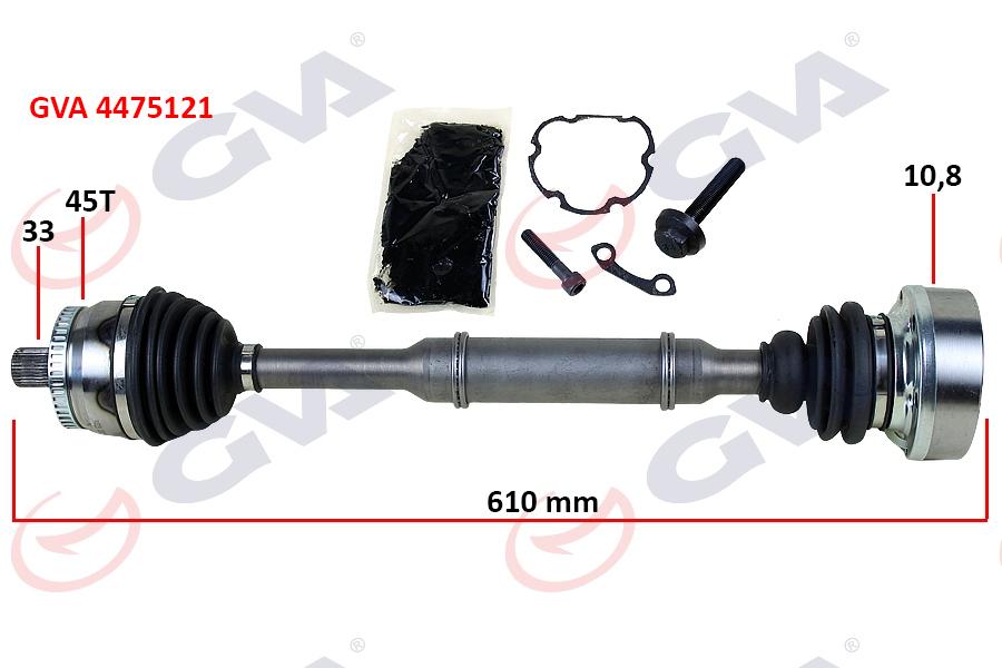 KOMPLE AKS SOL ABS`Lİ A4-PASSAT 1.8T (96-01) (45 DİŞ)(610mm) - GVA - OEM 8D0407271AQ