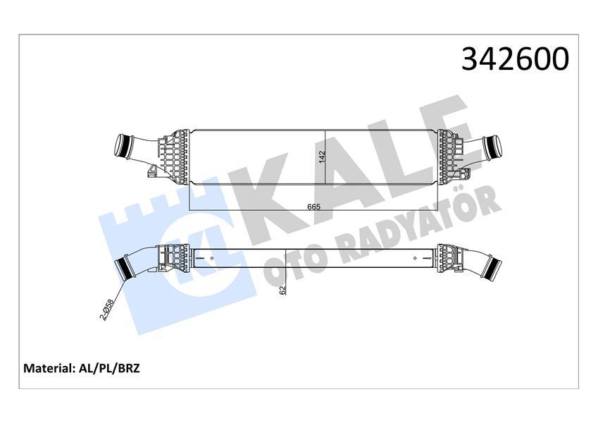 TURBO RADYATÖRÜ INTERCOOLER A4-A5 1.8 TFSI-2.0 TFSI 07 A6 1.8TFSI-2.0TFSI 11665×142x64 - KALE - OEM 8K0145805G