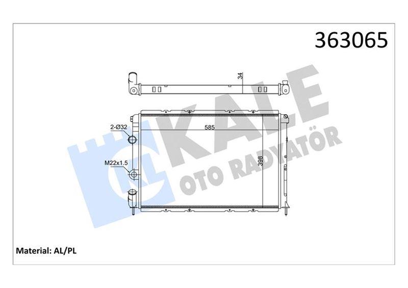 SU RADYATORU MEKANIK (585X398X34) MEGANE I (BA0/1) 1.4I 16V 96<03 (MT) - KALE - OEM 7700838133