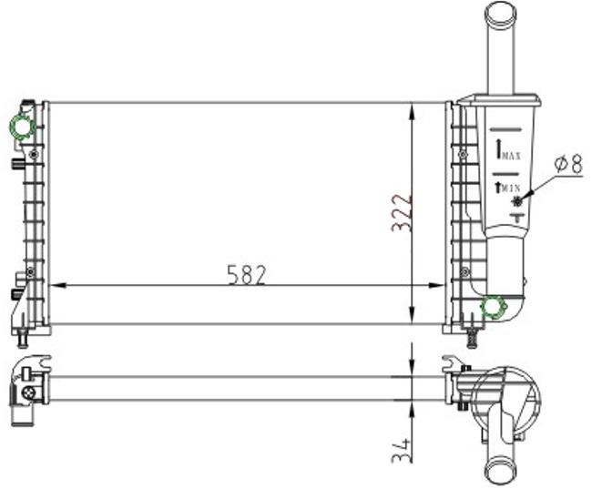 RADYATOR PUNTO II 1.4I 99> 61923 MT (582×322×34) - ORIS - OEM 51723827