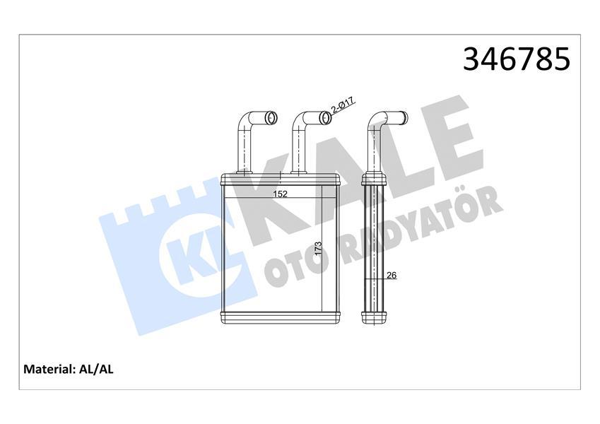 KALORİFER RADYATÖRÜ KIA PREGIO 2.5D-2.5TCI 97=> (AL-BRZ) - KALE - OEM 0K75A61A10