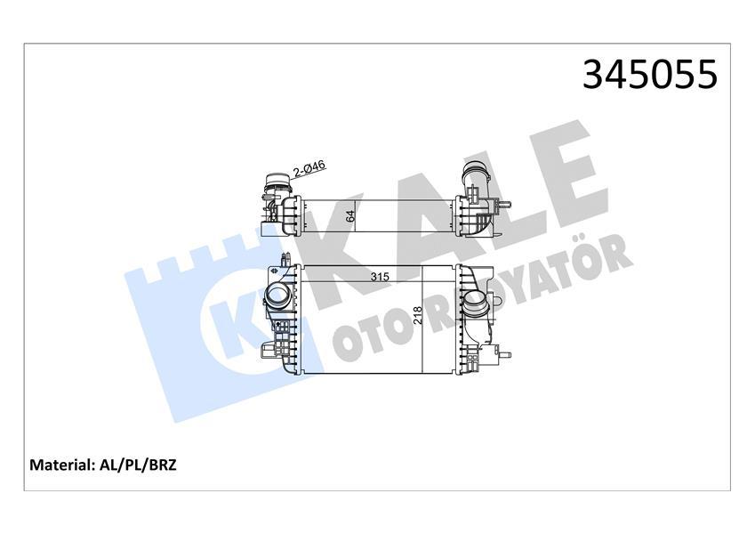 İNTERCOOLER AL/PL/BRZ MERIVA B — KALE 345055 - KALE - OEM 1302140