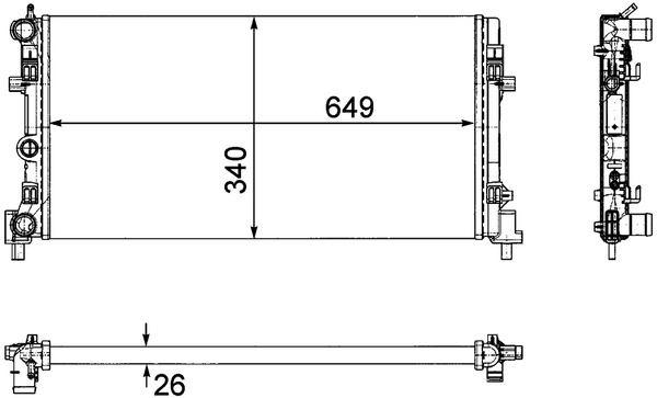 RADYATÖR A1-IBIZA V-POLO 1.2-1.4-1.6 09=>(AC+KLİMASIZ+MEK)(649x340x26) - MAHLE - OEM 6R0121253