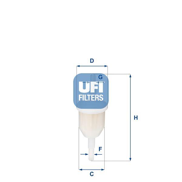 ŞEFFAF BENZİN ARA FİLTRE (KÜÇÜK TİP) ÜNİVERSAL - UFI - OEM 7700544588
