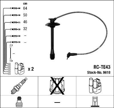 BUJİ KABLOSU TOYOTA CORONA 2.0L 3S-FE ST191 92-94 / CARINA E 2.0L 3S-FE ST191E 95-98 / RAV4 2.0L 3S-FE SXA10 95-00 (RC-TE43) - NGK - OEM 9091922319