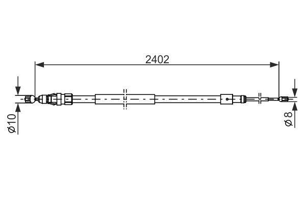EL FREN TELİ ARKA SAĞ/SOL PEUGEOT PARTNER 08> CITROEN BERLINGO 08> (2402mm) - BOSCH - OEM 9815264680
