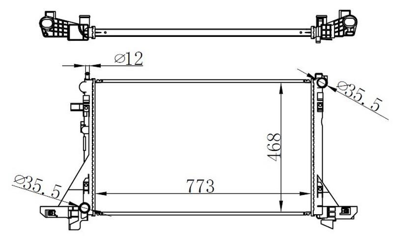 RADYATOR MASTER III MOVANO B 2.3DCI CDTI 10> (KLIMALI) 773x469x24 mm MT - ORIS - OEM 214107695R