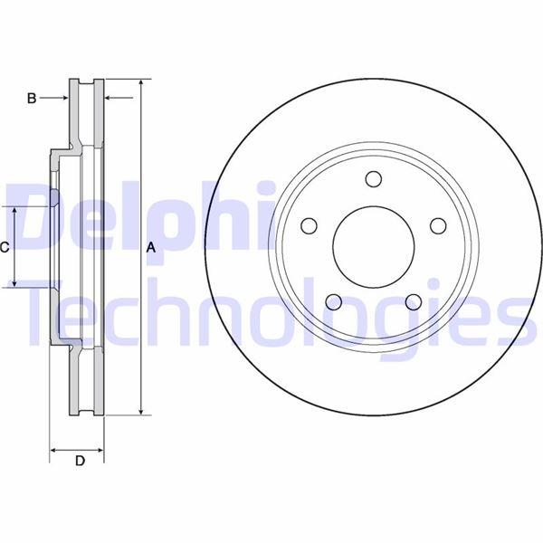 FREN DİSKİ (ÇİFTLİ PAKET) - BOYALI. DELİKLİ ÖN NISSAN LEAF 11/2010 > - DELPHI - OEM 402063NA0A