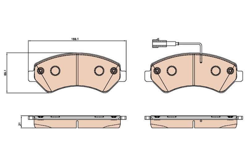 FREN BALATASI ON 169 mm PEUGEOT BOXER FIAT DUCATO 07- - TRW - OEM 77367093