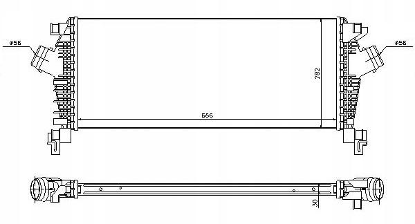 BRAZİNG INTERCOOLER OPEL INSIGNIA 1.4I 2008=> (666X282X30) - ORIS - OEM 1302216