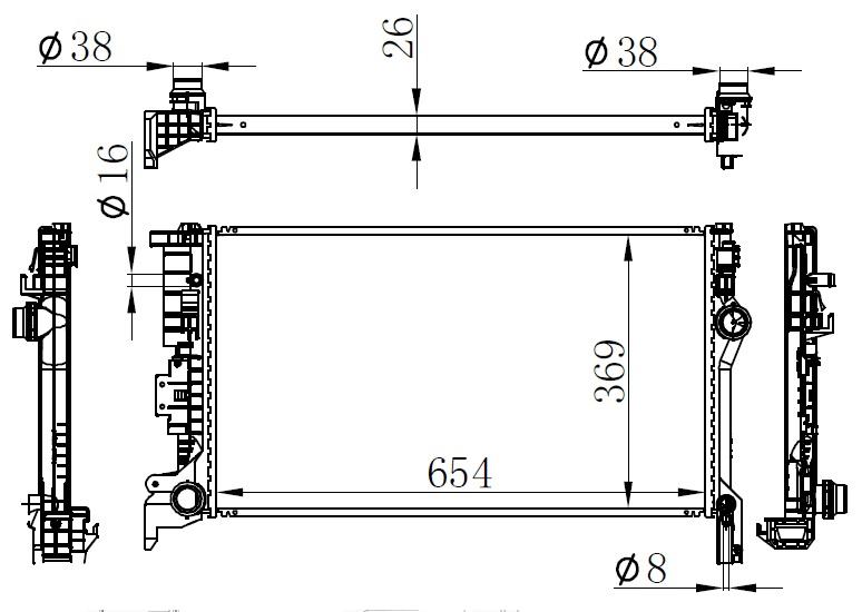 RADYATOR BRAZİNG AT(653X369X26)VOLVO XC90 II 2014+ 65623 - ORIS - OEM 31338288