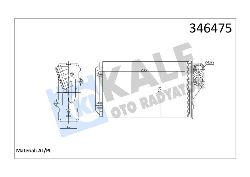 KALORİFER RADYATÖRÜ C5 1.8 16V-2.0 16V-3.0 V6-1.6HDİ-2.0HDİ-2.2HDİ 04=> - KALE - OEM 6448.J8
