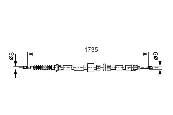 EL FREN TELİ ARKA SAĞ/SOL MONDEO 00-07 (UZUNLUK: 1735mm) - BOSCH - OEM 1S712A809AK