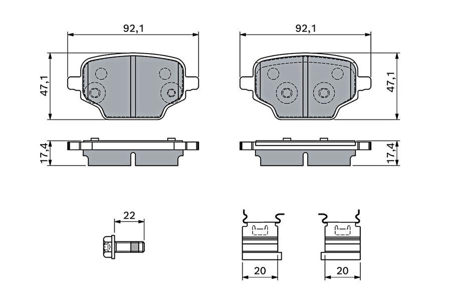 ARKA FREN BALATASI OPEL COMBO E PEUGEOT PARTNER-RIFTER CITROEN BERLINGO TOYOTA PROACE CITY 18> FIAT DOBLO 23> - BOSCH - OEM 1688139780