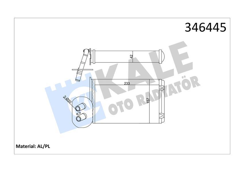 KALORİFER RADYATÖRÜ VW TRANSPORTER T4 1.9D-TD-2.0D-2.4D-2.5D-TD (ÖN) (234x157x42) (AC+) - KALE - OEM 701820031