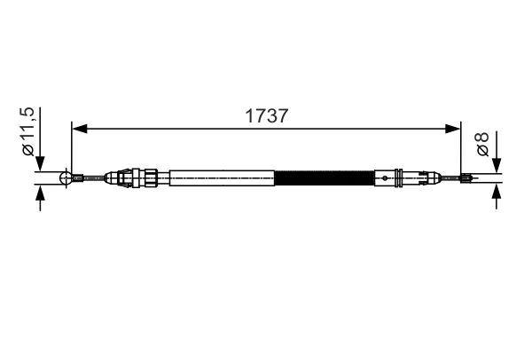 EL FREN TELİ ARKA PEUGEOT EXPERT 07>16 CITROEN JUMPY 07>16 (DİSK FREN-UZUN KASA) (1737mm/1591mm) - BOSCH - OEM 9809533580