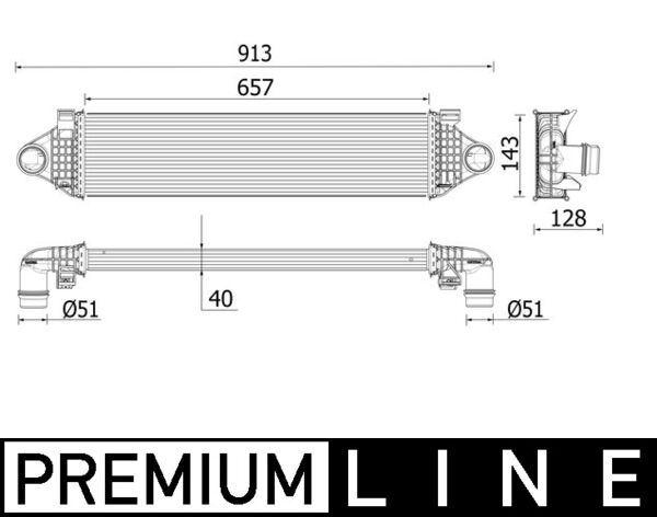 TURBO RADYATÖRÜ INTERCOOLER VOLVO S60 II 1.5 T3-2.0 D3 10>V40 D2-D3 12>V60 D3-T3 10>V70 D2-D3 15> X40] [BRAZING] [655X157 - MAHLE - OEM 31367277