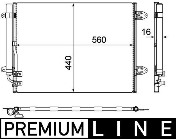 KLİMA KONDENSERİ (KURUTUCU İLE) PASSAT 05>(560x440x16) (8FC351317541) - MAHLE - OEM 3C0820411C