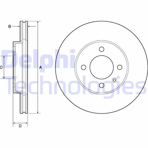 FREN DISKI ON HAVALI 4D-256MM CADDY GOLF JETTA LUPO PASSAT POLO SCIROCCO VENTO CORDOBA IBIZA INCA TOLEDO 84-> - DELPHI - OEM 6N0615301D