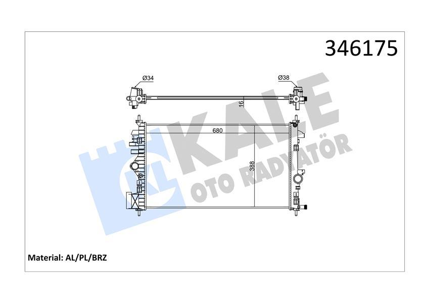 SU RADYATORU INSIGNIA A 1.6 1.8 2008-2017 - KALE - OEM 1300292