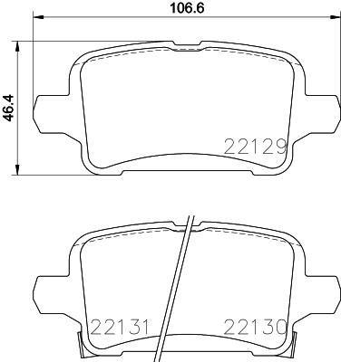 ARKA FREN BALATASI OPEL ASTRA K 1.0-1.4-1.4T-1.6T-1.6 CDTI 16>22 (106.5x46.3x16.6) - BREMBO - OEM 1684934880