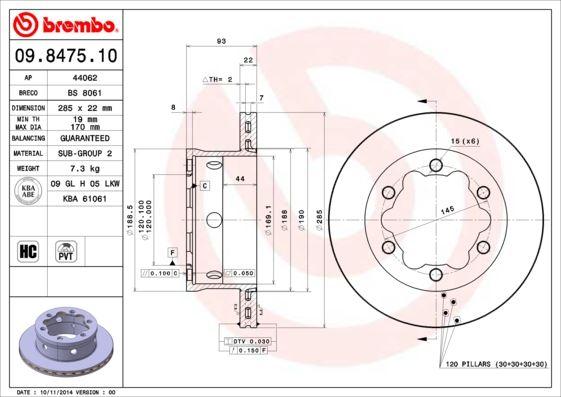 FREN DISKI ARKA MERCEDES SPRINTER B901>B904 . VW LT 28-35-46 CIFT TEKER - BREMBO - OEM A9044230312