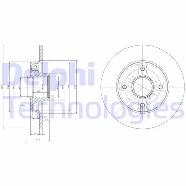 ARKA FREN AYNASI (PORYALI-RULMANLI) CROSSLAND-C3-C3AIRCROSS-C4-P307-P208-P207-P2008 13> (249x9x4DL DOLU-SAĞUTMASIZ) - DELPHI - OEM 4249.19