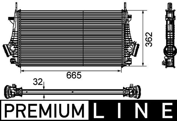 TURBO RADYATÖRÜ (INTERCOOLER) INSIGNIA A 09>17 1.6 CDTI LET-DTH-DTJ 2.0 DTH-NFT-NHT-DTR (AL/PL/BRZ) 2.8 NET-NER (665x361.7x32) - MAHLE - OEM 1302647