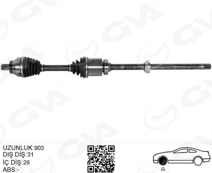 KOMPLE AKS ÖN SAĞ FREELANDER 2 L359 2.2 TD4 06>14 UZUNLUK (1.002MM) (DİŞ 40)(DİFERANSİYEL DİŞ 28) - GVA - OEM LR002618