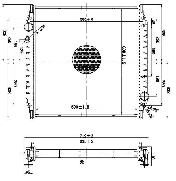 RADYATOR TRUCK BRAZİNG MT(590X618X48)L 2000 93+ 62880A - ORIS - OEM 85061016010