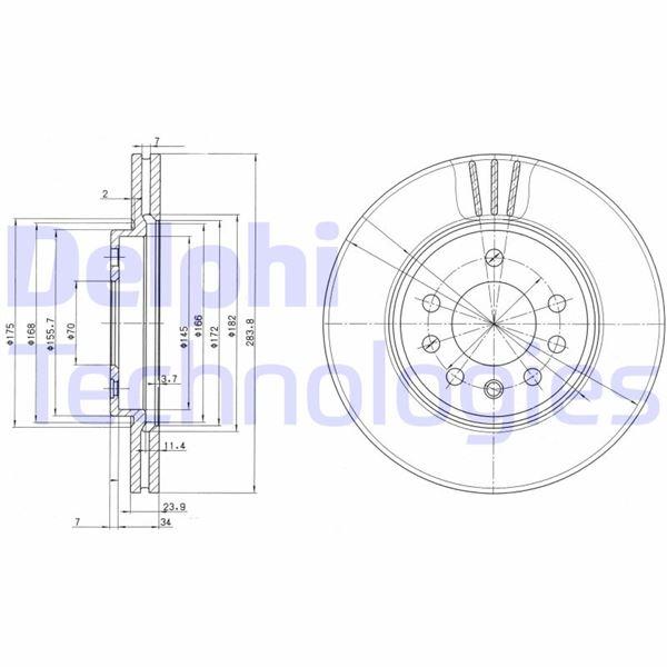 ÖN FREN AYNASI CALIBRA(93-97)VECTRA A-SAAB 900 (93-98) 2.0-2.3-2.5 (284x24x7DLxHAVALI) - DELPHI - OEM 569047