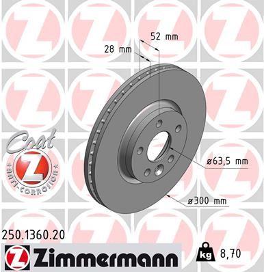 FREN DISKI ON FORD MONDEO IV S-MAX . LAND ROVER FREELANDER II L359 RANGE ROVER EVOQUE L538 - ZIMMERMANN - OEM LR000571