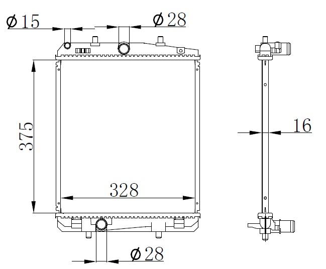 RADYATÖR BRAZİNG P107 1.4HDİ (MEK) (375x338x16) - ORIS - OEM 1330.P2