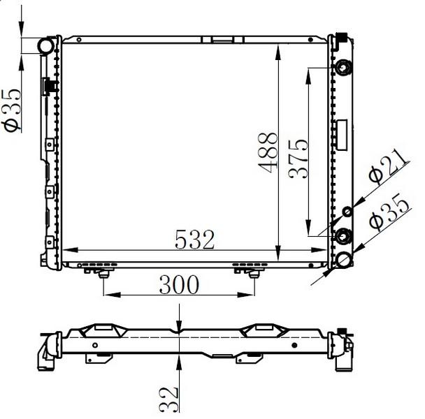 RADYATOR BRAZİNG AT(532X488X32)E-CLASS W124 200 D 84- 62698A - ORIS - OEM 1245001003