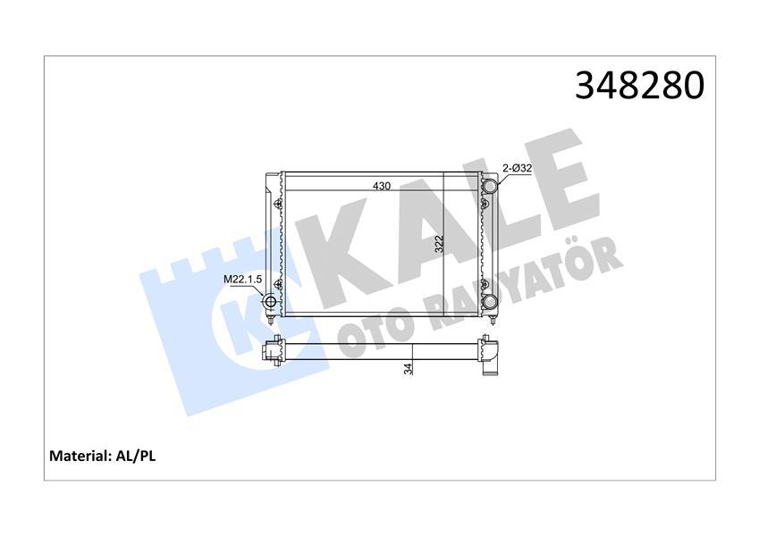 RADYATÖR AL/MKNK PASSAT (MT) — KALE 348280 - KALE - OEM 353121253AA