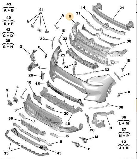 ÖN TAMPON İÇ İSKELETİ (BAKALİTİ) CITROEN C3 AIRCROSS 18> - PSA - OEM YQ009884XT