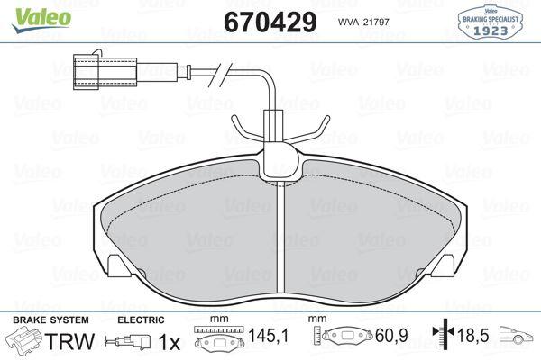 ÖN BALATA FİŞLİ BOXER-DUCATO-JUMPER 1400kg (94-02) — VALEO 670429 - VALEO - OEM 4251.16