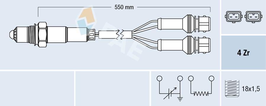 OKSİJEN SENSÖRÜ PEUGEOT P106 91>96 P306 94>01 CITROEN AX-ZXXANTIA 91-01 1.1 TU1 1.4 TU3 1.6 TU5 - FAE - OEM 1628.3W