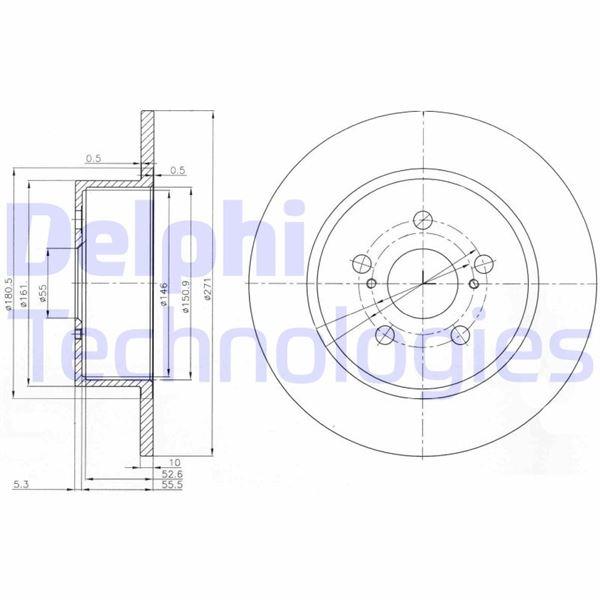 FREN DİSKİ (ÇİFTLİ PAKET). DELİKSİZ ARKA TOYOTA AVENSIS 08/2001 > 03/2003 - DELPHI - OEM 4243105040