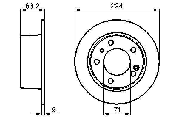 ARKA FREN AYNASI CITROEN XM (Y3)-XM (Y4)-XM BREAK (Y3)-XM BREAK (Y4) 1992->1994 (DOLU 224x71x5DL) - BOSCH - OEM 95030547