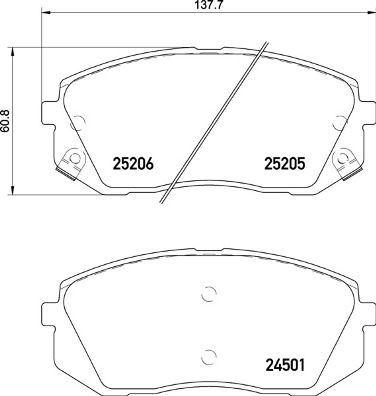 FREN DISK BALATASI ON TUCSON 1.6 2.0 2.0D 06 15> SPORTAGE 1.6D 2.0 06 18> - VALEO - OEM 58101D7A70