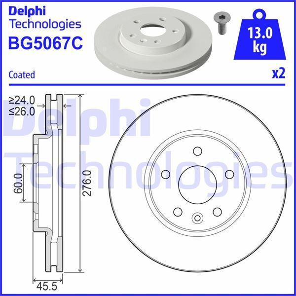 ÖN FREN AYNASI ASTRA K 15=> (15 İNÇ / 5 DELİK) (276x26x5DL HAVALI) - DELPHI - OEM 13515906