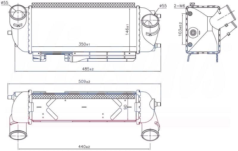INTERCOOLER BRAZİNG INTERCOOLER A/M(350X145X90)İX35 2.0CRDİ 09>SPORTAGE 2.0CRDİ 09>KOMPLE ALUMİNYUM 96192 - ORIS - OEM 282712F450