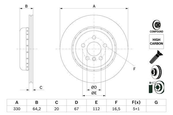 FREN DISKI ARKA SAG BMW G20 G21 G28 G22 G23 G26 G30 G31 G32 G11 G12 G08 G01 G02 G05 G29 - BOSCH - OEM 34216882246