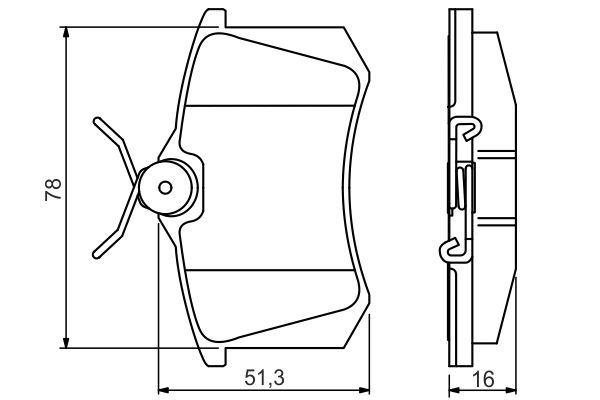 ARKA BALATA FLUENCE-MEGANE II-III-P207-P308-P307-PARTNER-BERLINGO-C2-C3-C4-CROSSLAND- BORA-PASSAT 97>GOLF IV-V-POLO (87x52,9x17) - BOSCH - OEM 1J0698451P